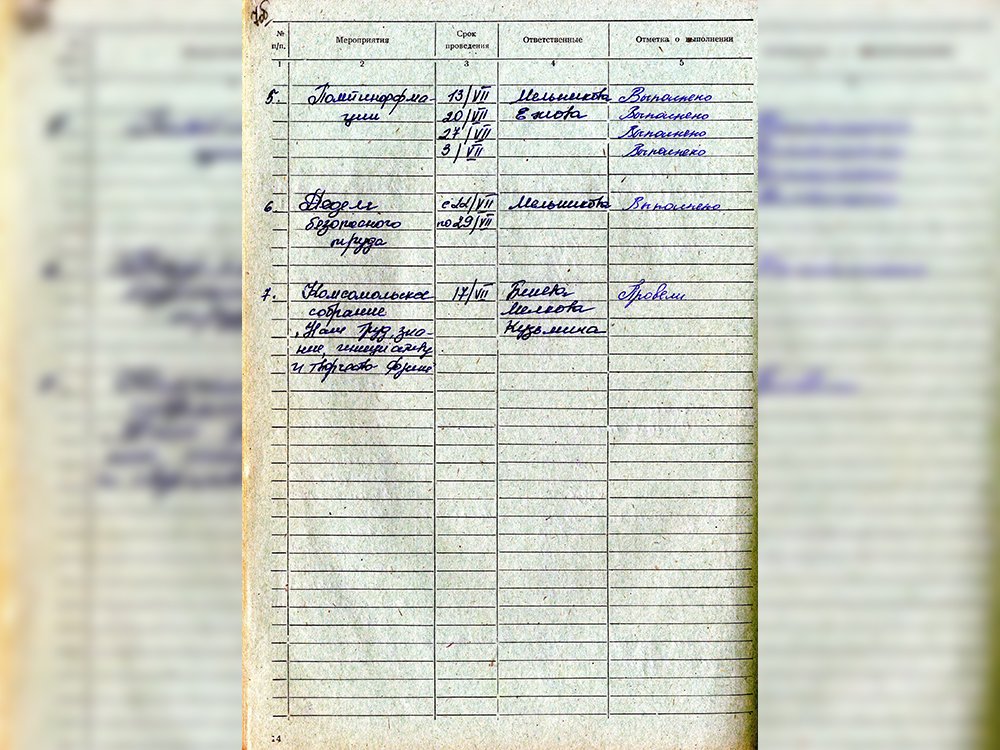 План работы ССО «Планта» на рабочий период. ГАВО. Ф. Р-9571. Оп. 1. Д. 97. Л. 7-7об.